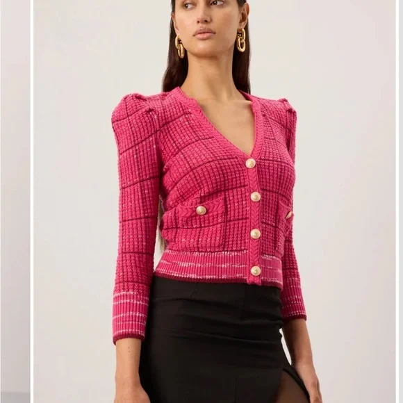 NWT L’Agence Jenni Cardigan Sweater Pink Multi L